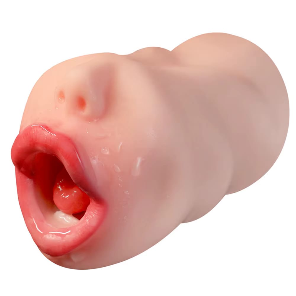 Masturbador boca realista con labios rojos abiertos.